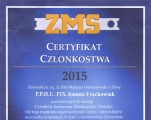 Certyfikat członkostwa ZMS